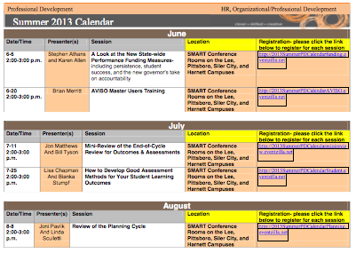 Summer Professional Development Calendar