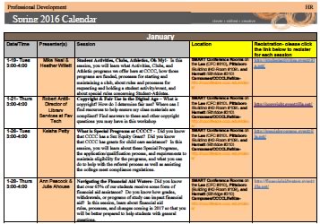 Professional Development Calendar PDF