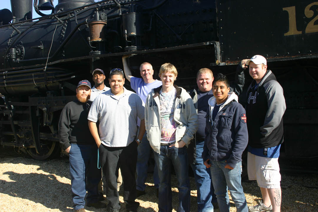 CCCC welding students work on Depot Park train