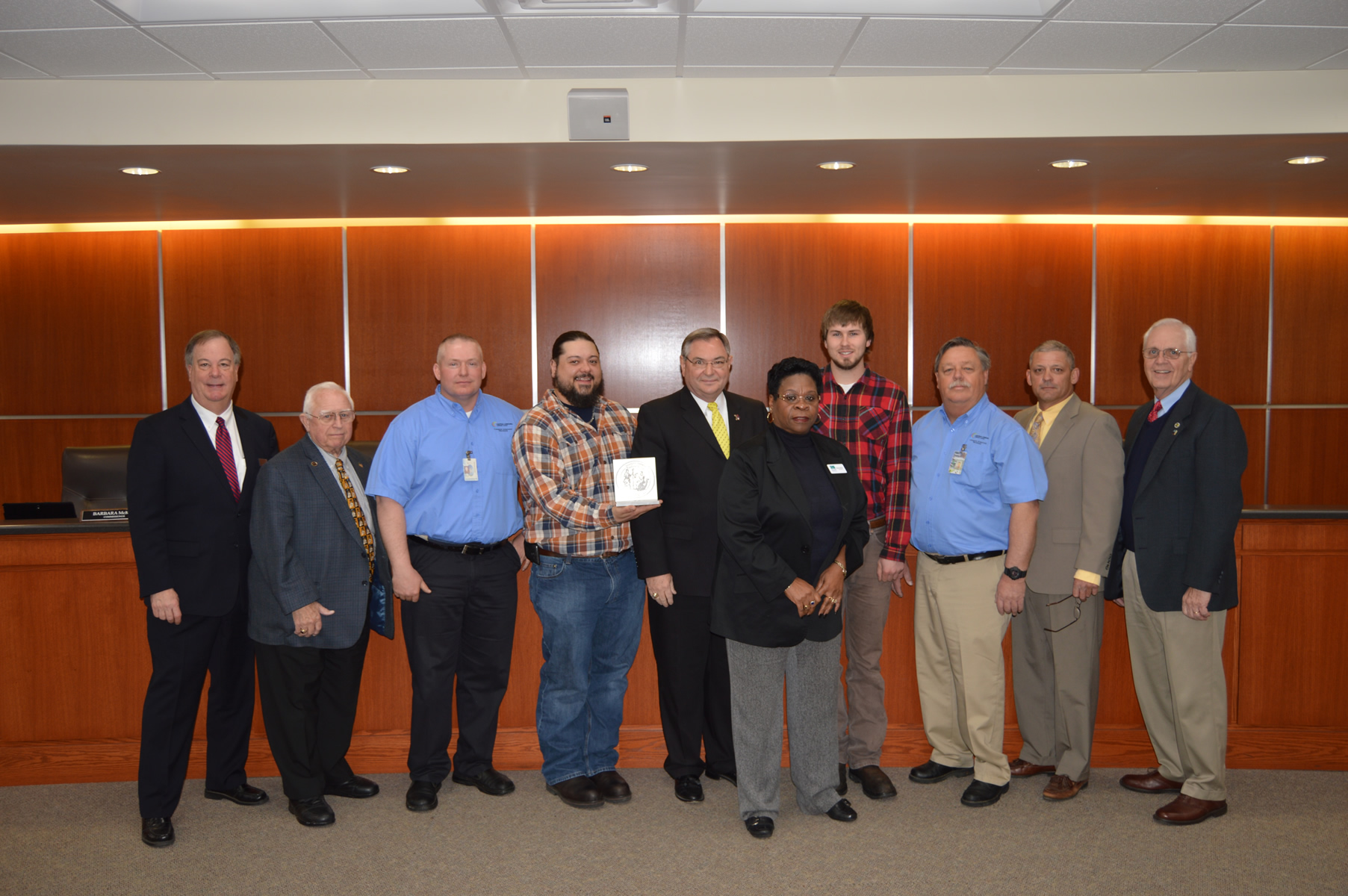CCCC Machining Students Present County Commissioners With Model Of County Seal
