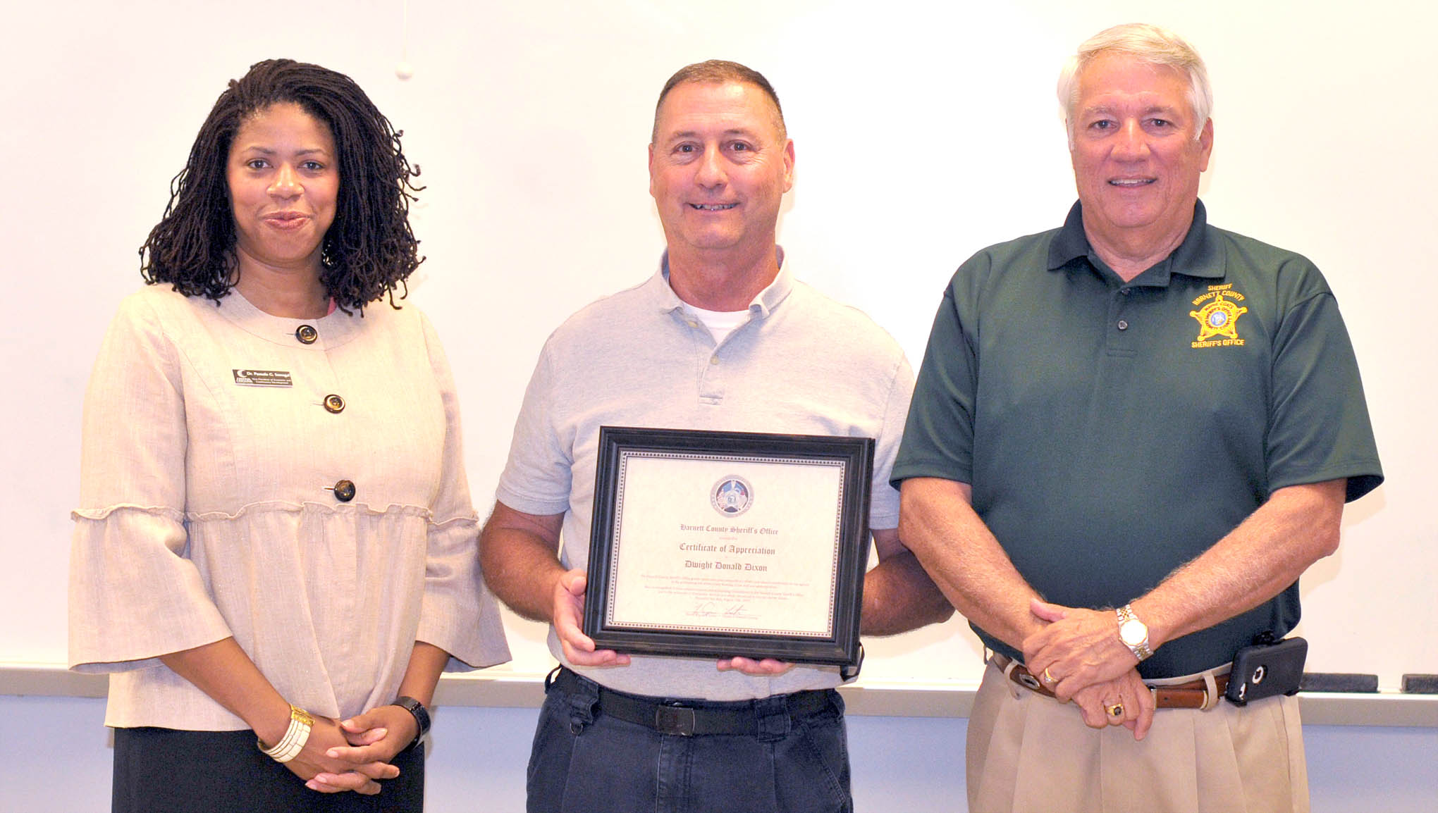 CCCC's Dixon receives salute from Harnett Sheriff's Office