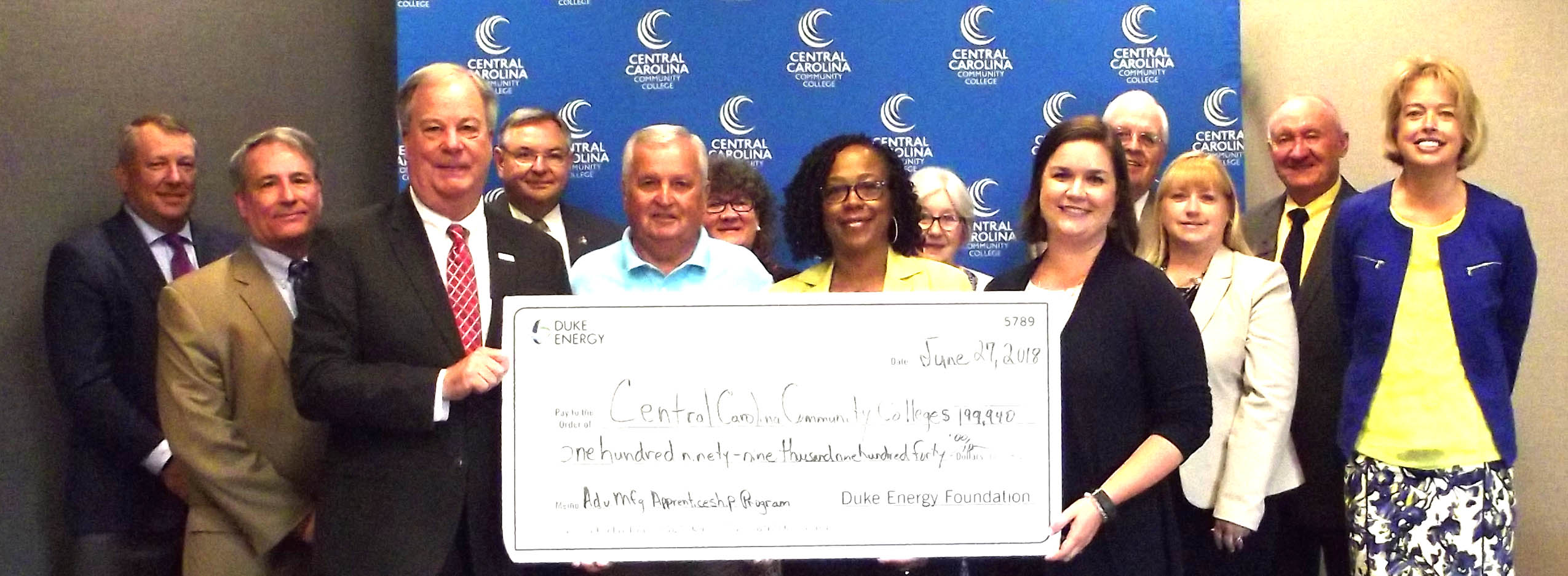 Central Carolina Community College receives $199,490 grant from Duke Energy and Piedmont Natural Gas to connect students with apprenticeship opportunities