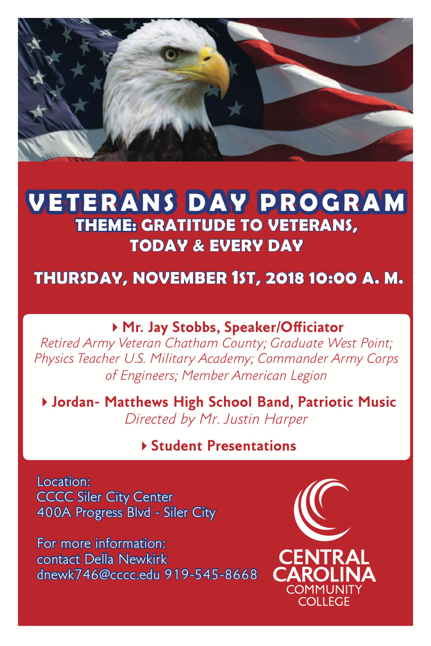 'Gratitude to Veterans, Today and Every Day' program set for Nov. 1