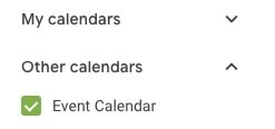 On the left side of the page, select Other calendars and then check Event Calendar