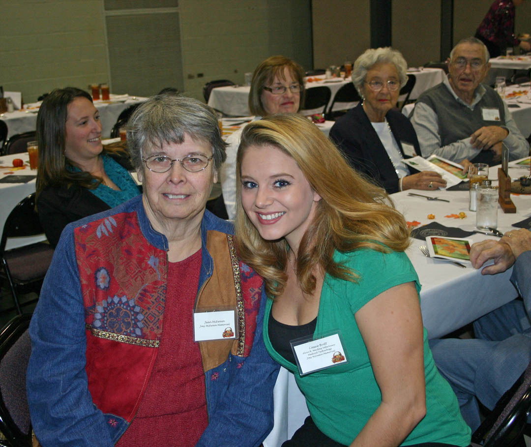 Click to enlarge,  Several hundred scholarship donors and recipients gathered Nov. 16 at the Dennis A. Wicker Civic Center, in Sanford, for the Central Carolina Community College Foundation Scholarship Luncheon. The luncheon provided an opportunity for the donors to become personally acquainted with those they are helping and enabled the recipients to thank them in person. Jean McSwain (front, left), of Sanford, established the Joey McSwain Scholarship in memory of her son, a veterinary medical technology student who passed away in 1994. The recipient this year is VMT student Cassie Britt (front, right), from Chatbourn. Others pictured (back, from left) are VMT student Elizabeth Halder, of Chesterfield, Va., recipient of the Alvin R. MacKay VMT, Eason VMT and Moore County Kennel Club scholarships; McSwain guest Patsy McBride; and Emily and Ken Eason, donors of the Eason VMT Scholarship. For information on establishing scholarships or endowments, contact the CCCC Foundation at (919) 718-7231 or  dglover@cccc.edu . 