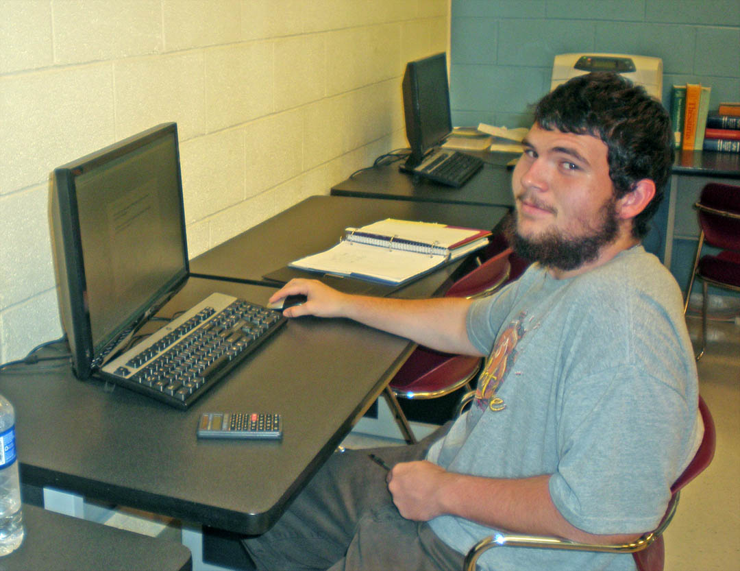 Click to enlarge,  Larry Turner, of Angier, is among the students in Central Carolina Community College's Adult High School Education program online. 