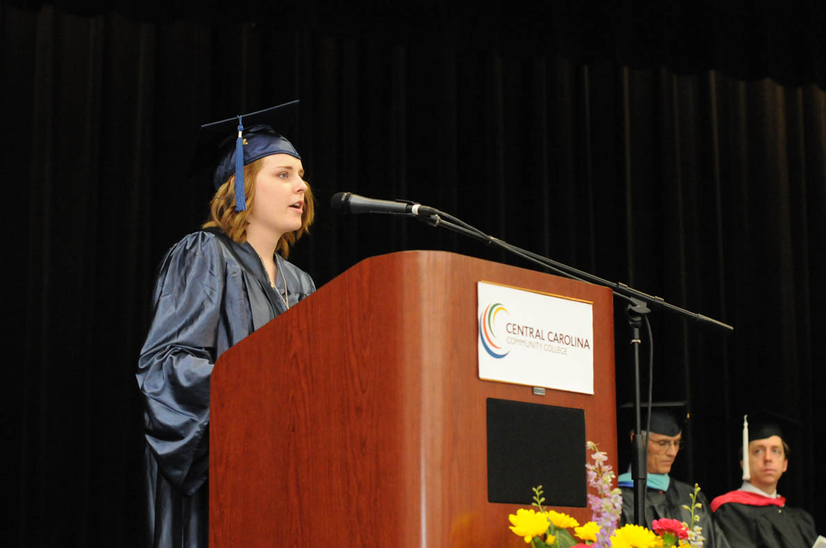 Click to enlarge,  Heidi Noelle Johnson, a Chatham County graduate, was one of the commencement student speakers at Central Carolina Community College's College and Career Readiness Commencement Exercises on June 18. 