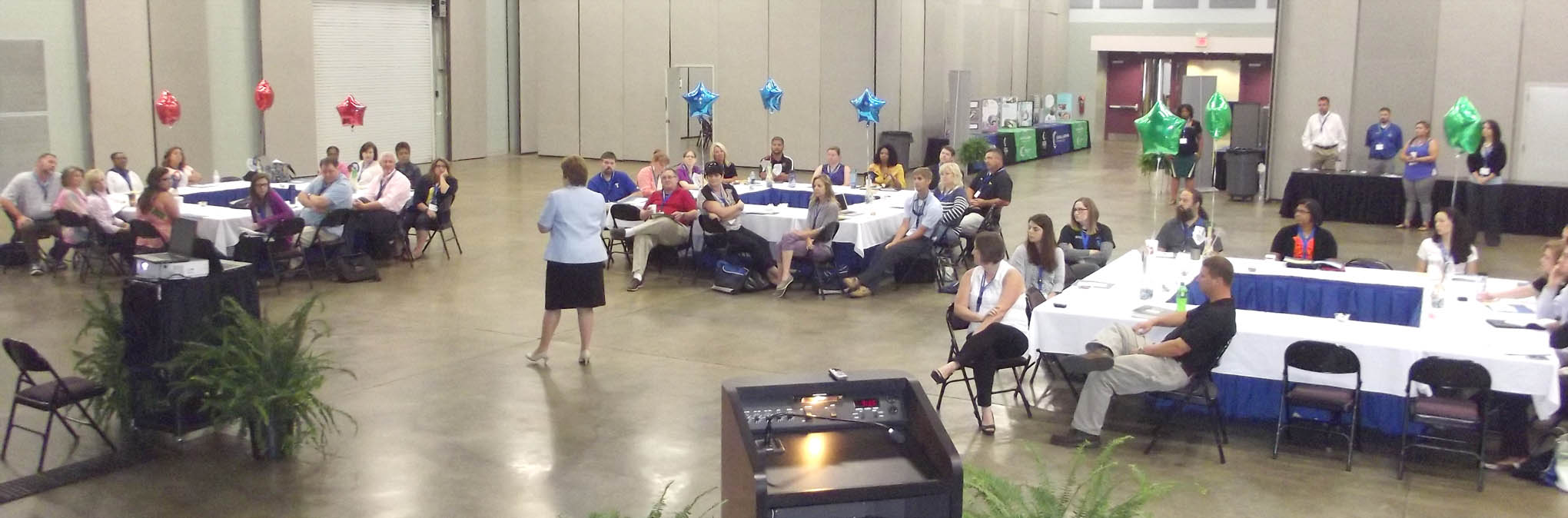 Click to enlarge,  Teachers, administrators, and staff attended the Central Carolina Works' Summer Symposium held June 23-24 at the Dennis A. Wicker Civic Center. 