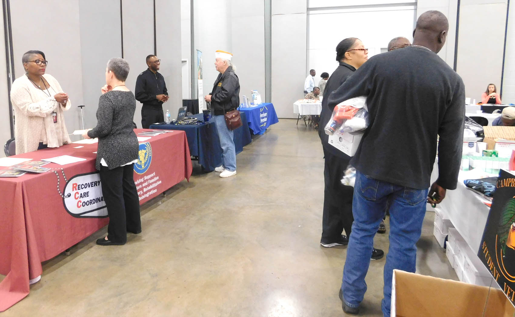 Click to enlarge,  A variety of service providers and employers were on hand to meet with veterans during the Veterans Resources Fair and Stand Down on Wednesday, March 30, at the Dennis A. Wicker Civic Center in Sanford. 