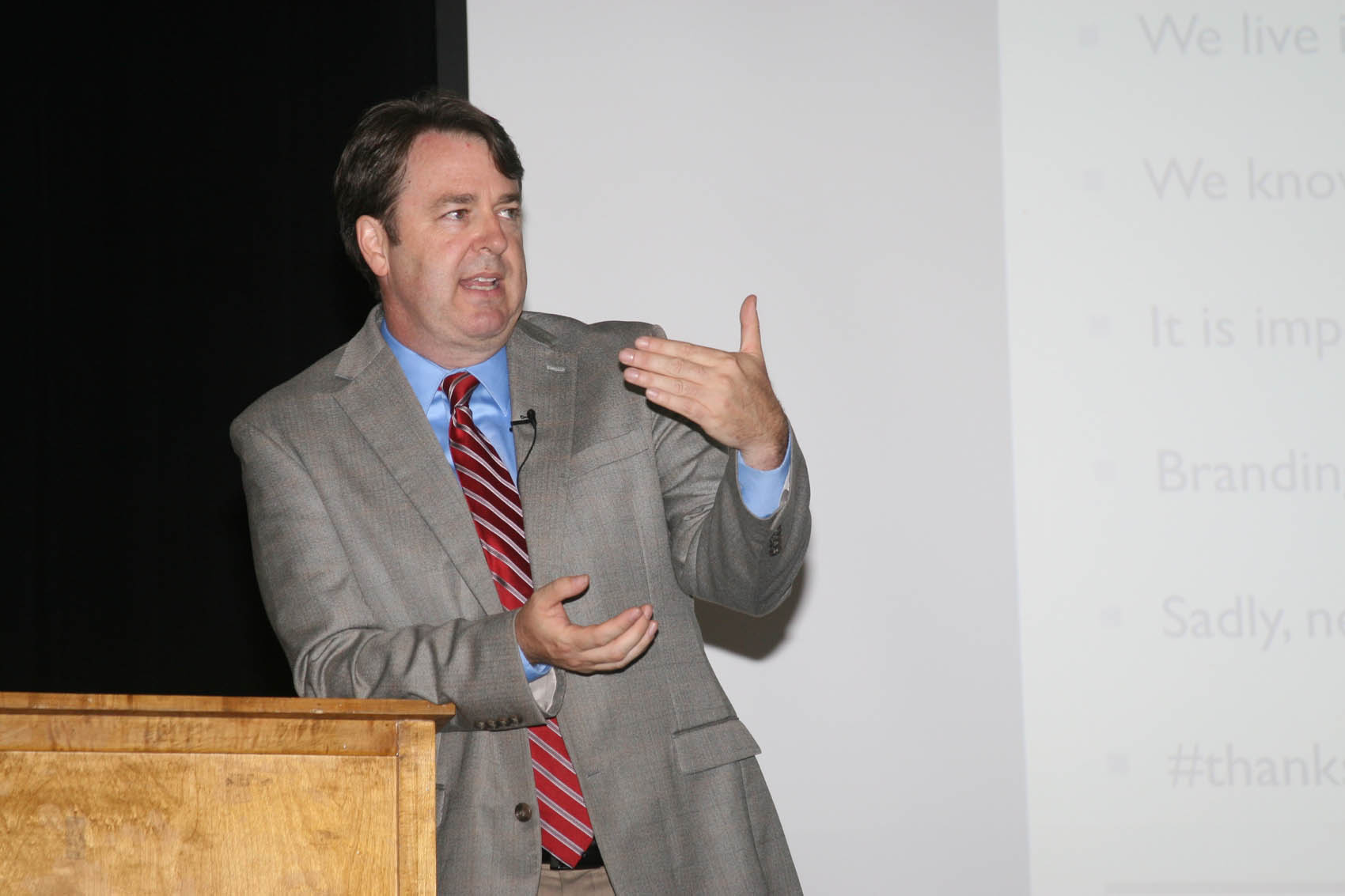 Click to enlarge,  Chad Adams talks about "Politics and Media" while taking part in the Liberty Lecture Series at Central Carolina Community College. 