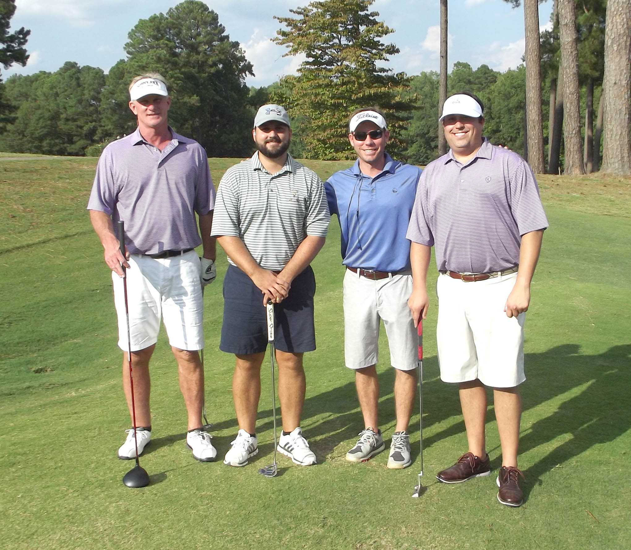 Click to enlarge,  The team of Chas Post, Cameron Sharpe, Trey Williams, and Christian Davenport tied for first in the second flight of the afternoon tournament of the CCCC Foundation Lee Golf Classic. 