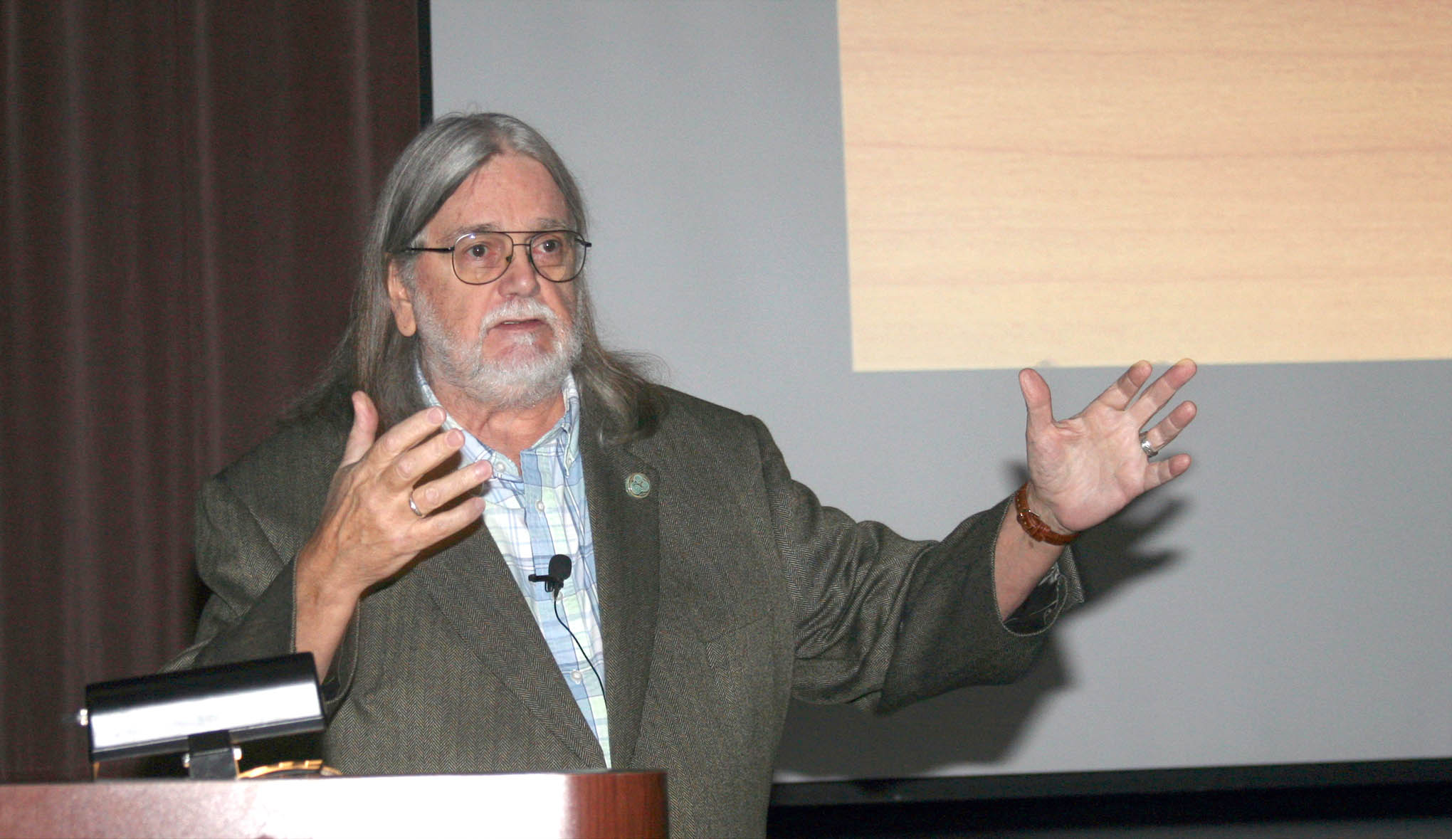 Click to enlarge,  Dr. Stanley Graham Knick recently spoke about contemporary issues facing Native Americans during a presentation at Central Carolina Community College. 