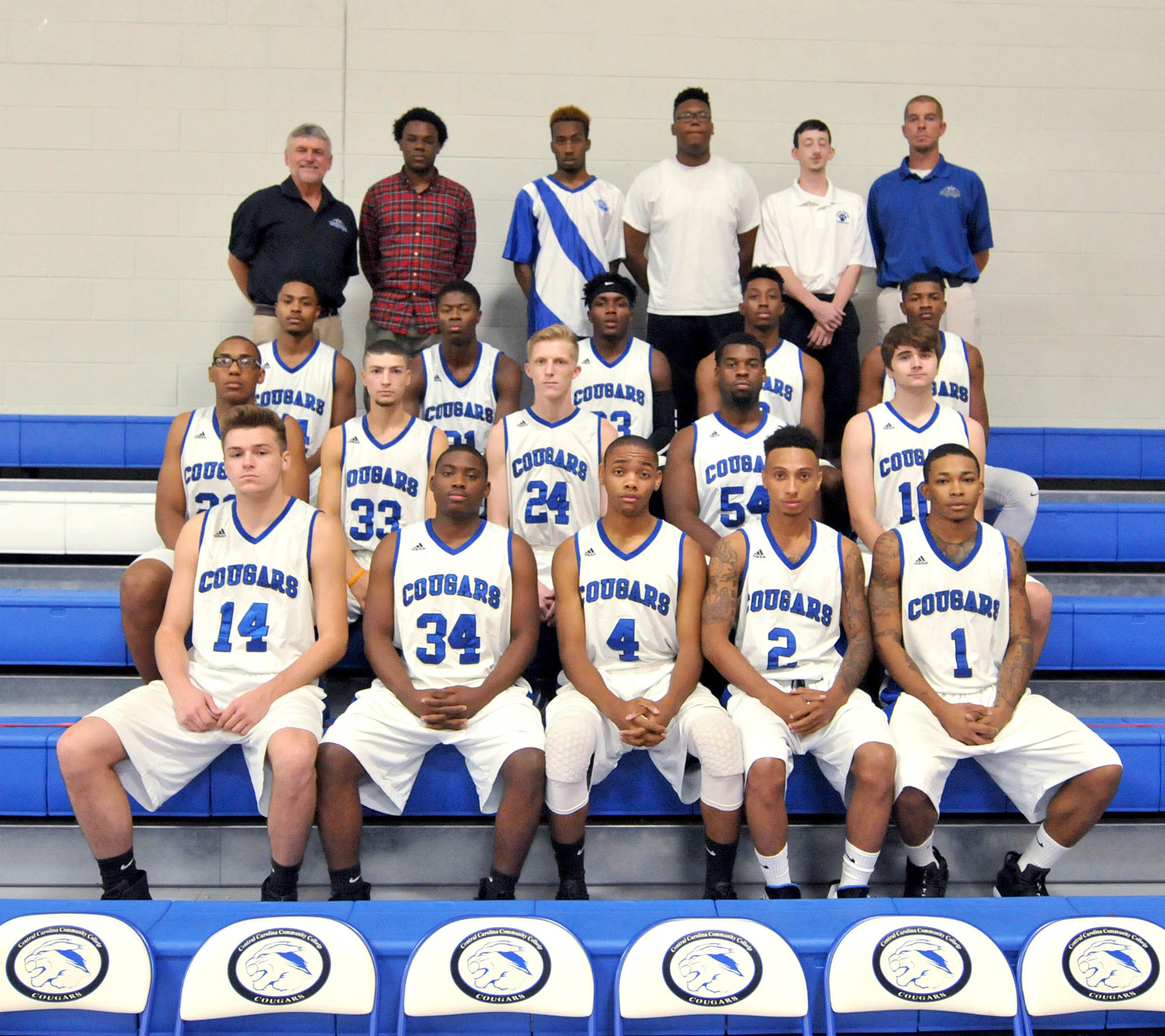 Click to enlarge,  The 2017-2018 Central Carolina Community College men's basketball team. 