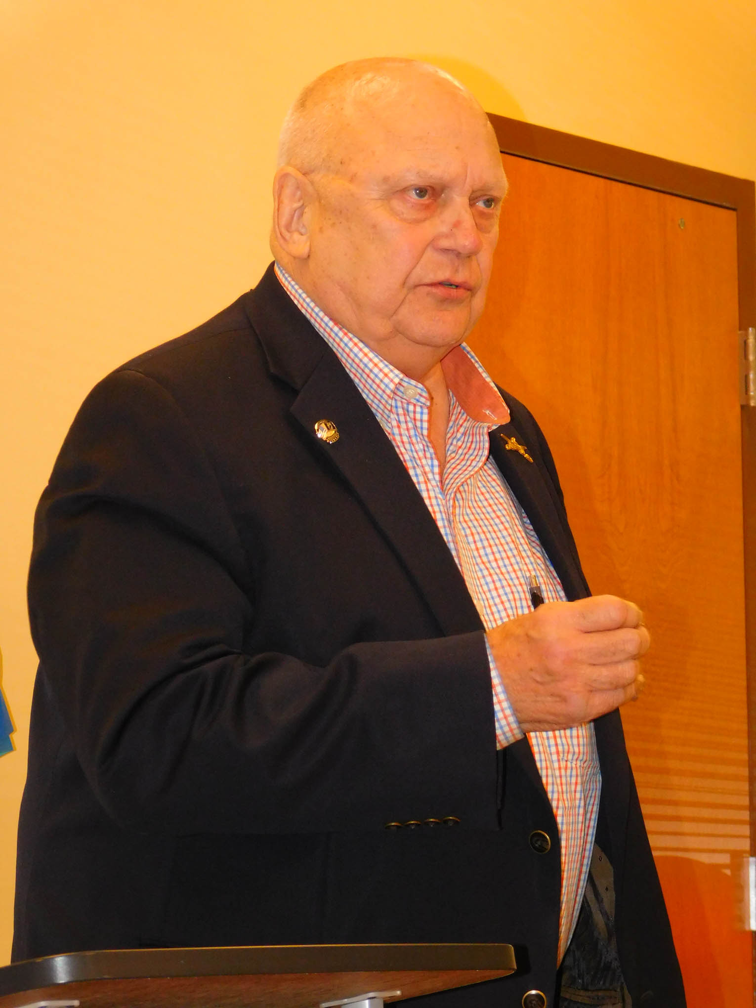 Click to enlarge,  Siler City Mayor John Grimes (Army veteran) participated in the Veterans Day program held Nov. 2 at the CCCC Siler City Center. 