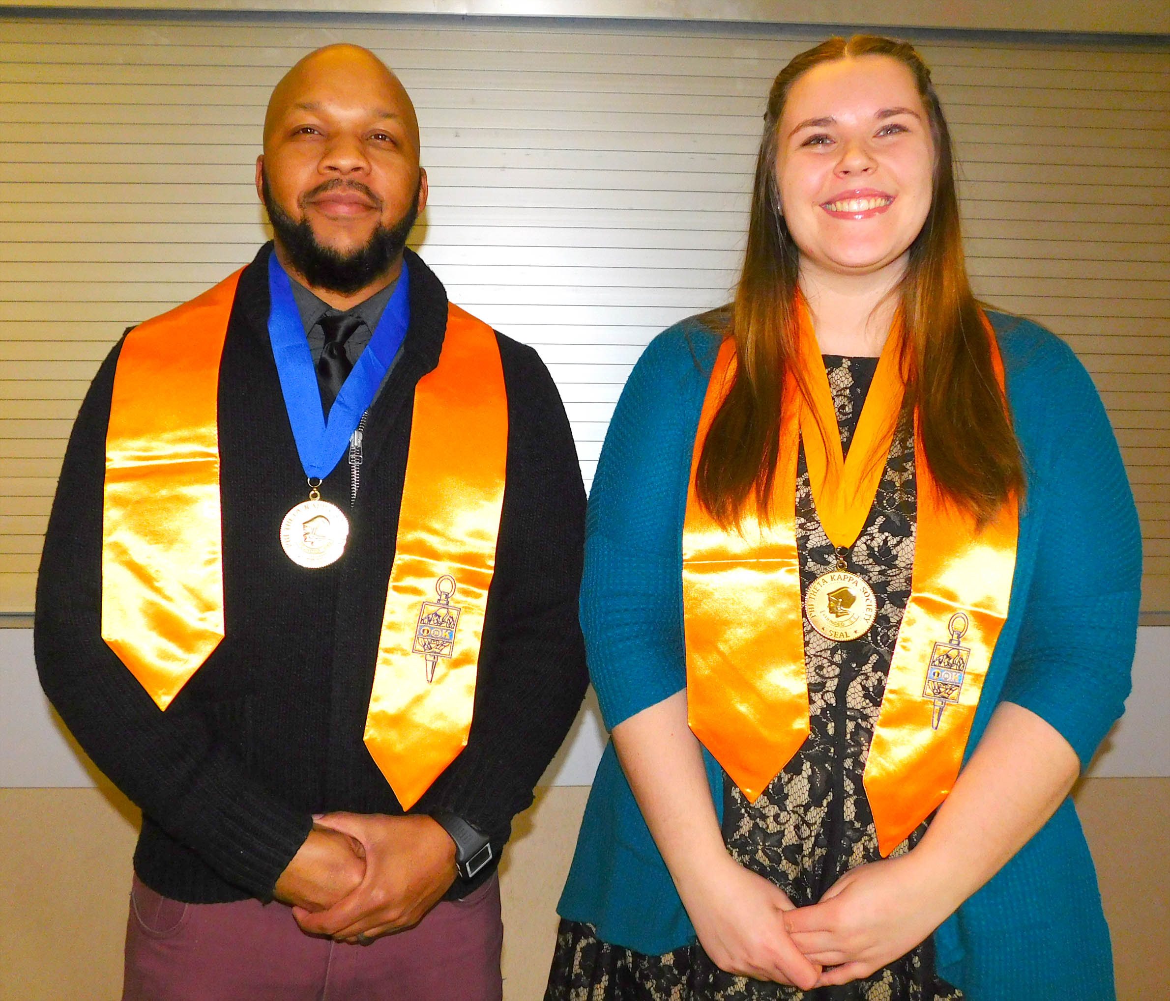 Click to enlarge,  Officers of the Central Carolina Community College Phi Theta Kappa International Honor Society include President Nicole Thompson (right) and Vice President Rasheed Jones (left). 