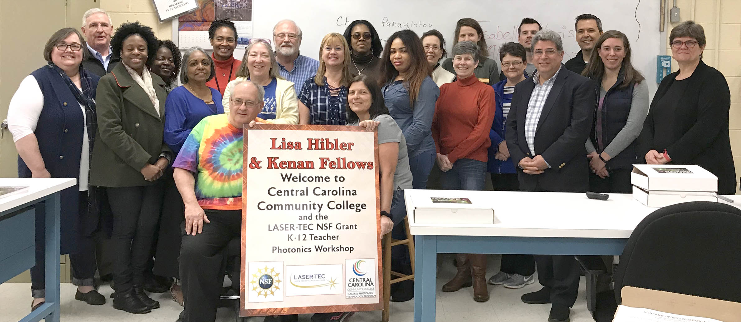 Click to enlarge,  The Central Carolina Community College (CCCC) Laser and Photonics Technology (LPT) program teamed with LASER-TEC and the Kenan Fellows program to conduct a K-12 STEM Teacher Photonics Workshop on Saturday March 24. 
