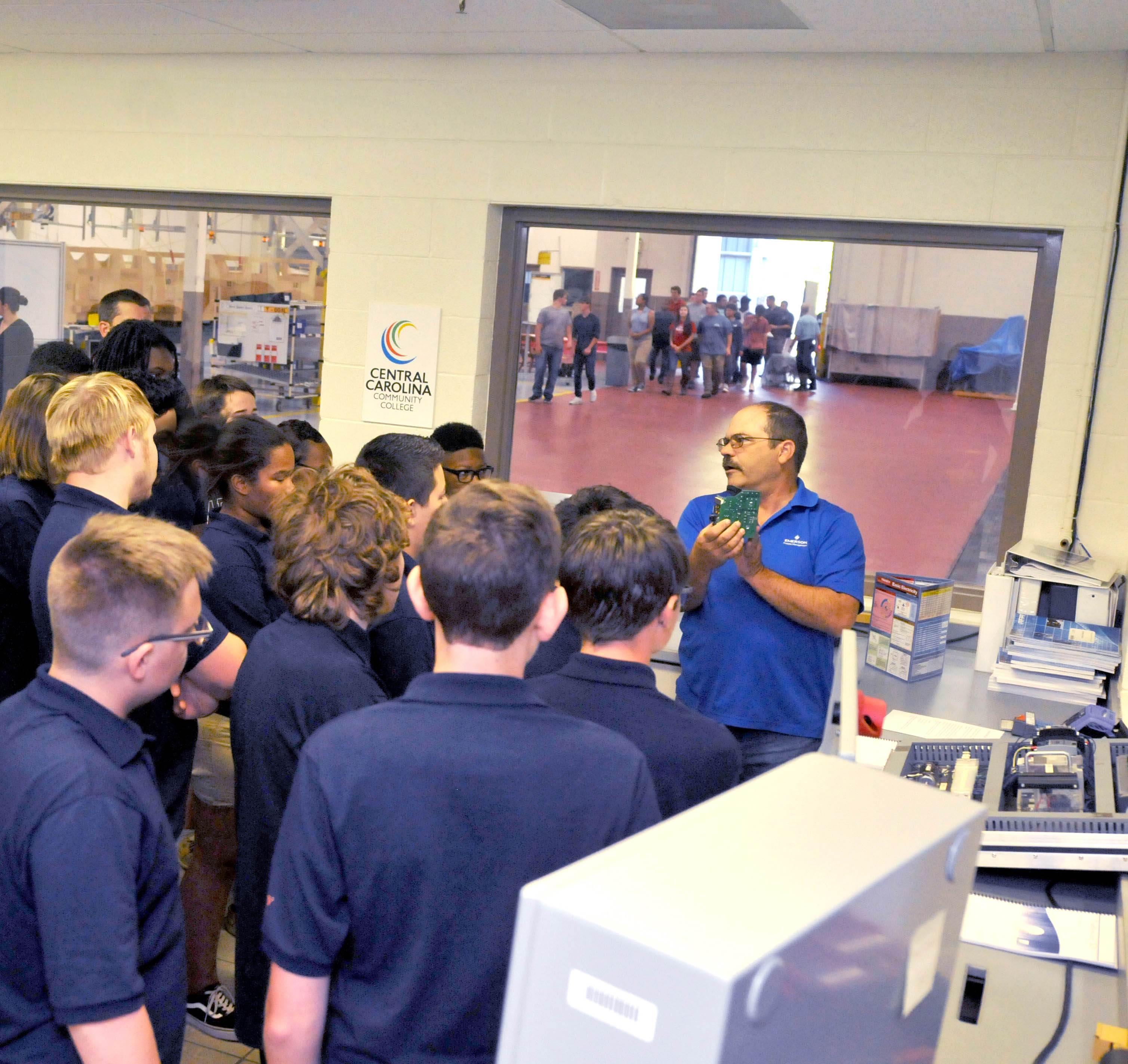 Click to enlarge,  High school students learned about career opportunities at Manufacturing Day, a showcase for local industry held October 5 at Central Carolina Community College's Howard-James Industry Training Center. 