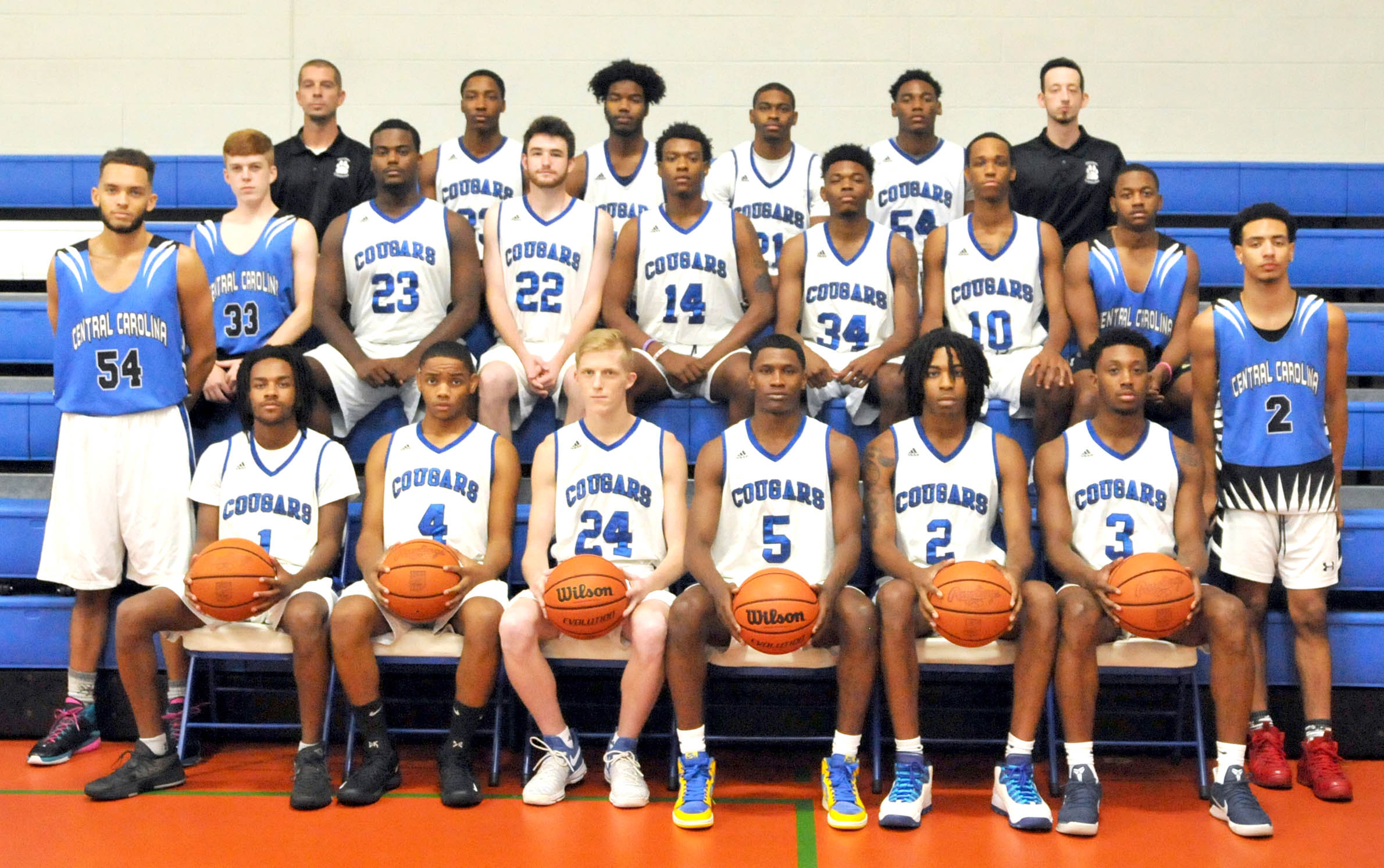 Click to enlarge,  The 2018-2019 Central Carolina Community College men's basketball team. 