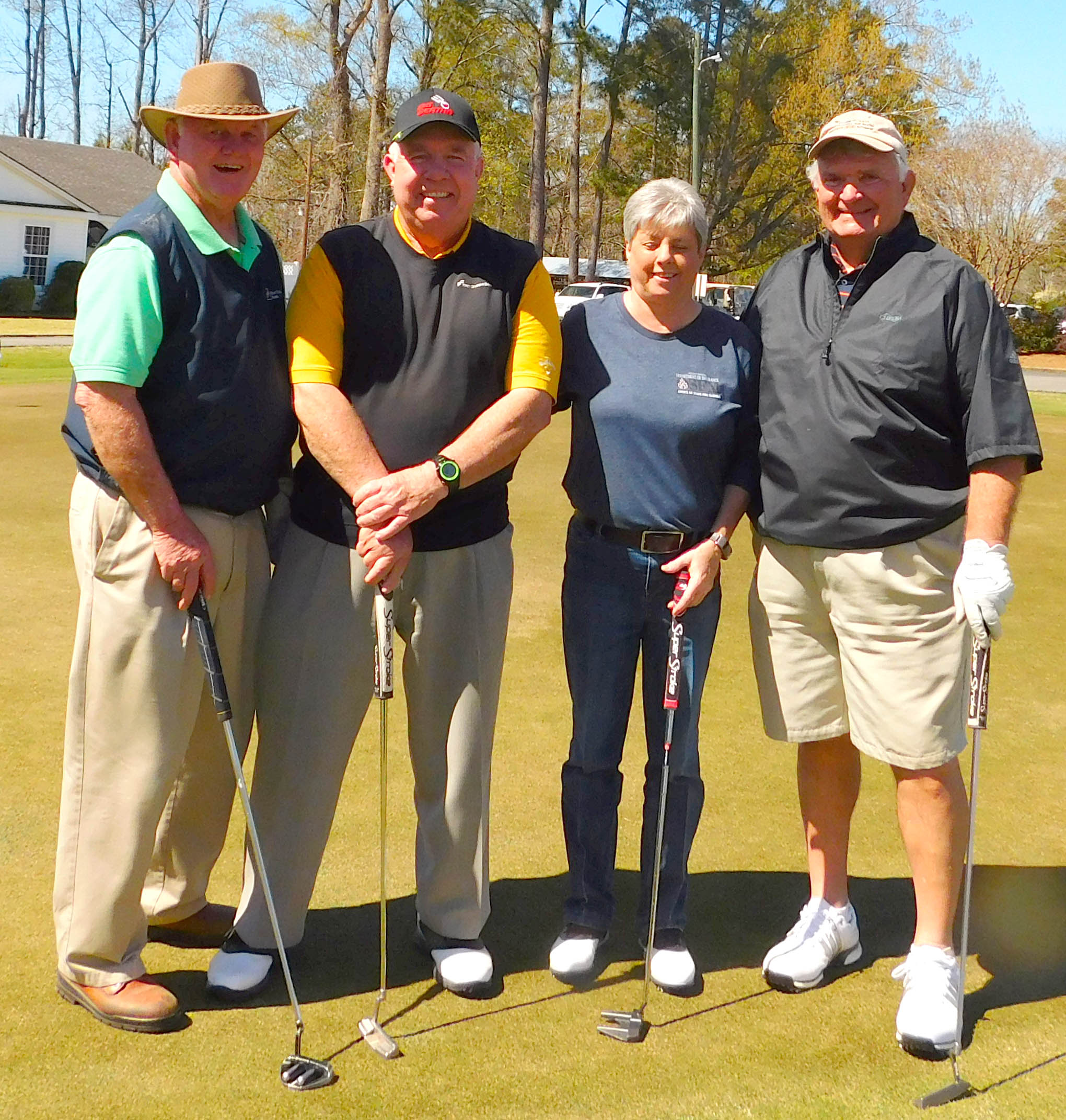 Click to enlarge,  Members of the second flight winning team in the sixth Central Carolina Community College Foundation Harnett Golf Classic were Joe Tart, Gale Tart, Ronnie Jenkins, and Darrell Smith. For information about the Foundation, donating to it, establishing a scholarship, or other fund-raising events, contact Dr. Emily Hare, Executive Director of the CCCC Foundation, 919-718-7230. Information is also available at the CCCC Foundation website, www.cccc.edu/foundation. 