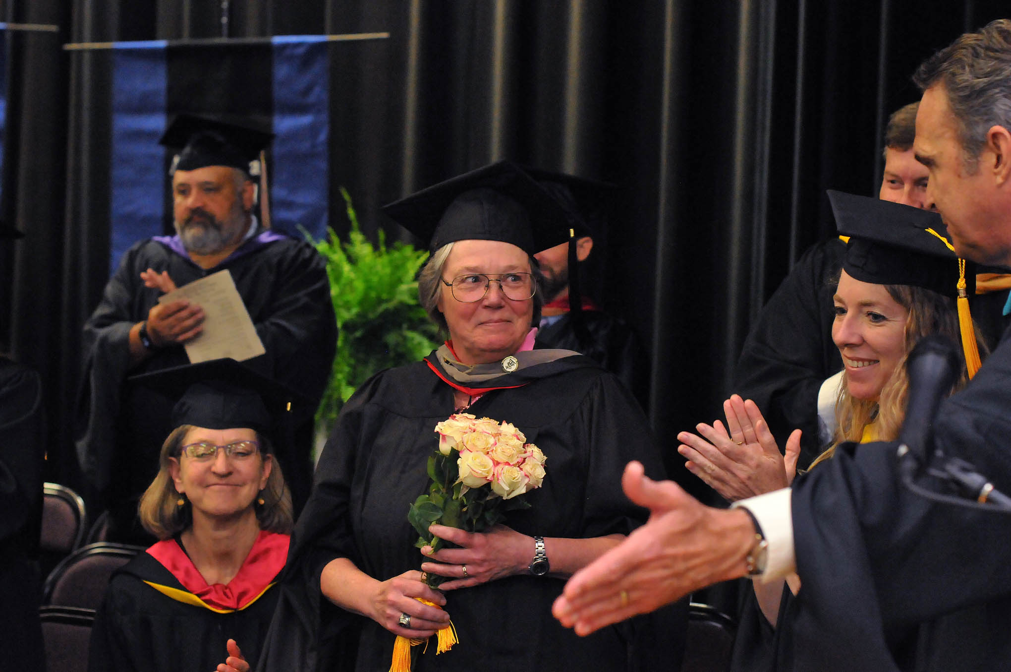 Click to enlarge,  Retiring instructor Lori Rainforth of the Veterinary Medical Technology program was recognized at the CCCC 56th Commencement Exercises was held May 13 at the Dennis A. Wicker Civic &amp; Conference Center in Sanford. 