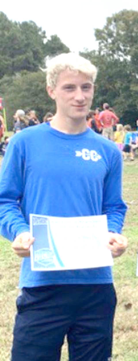 Click to enlarge,  Colby Day represented Central Carolina Community College at the National Junior College Athletic Association (NJCAA) Division III Cross Country Championships on Nov. 2 at Stanley Park in Westfield, Mass. 