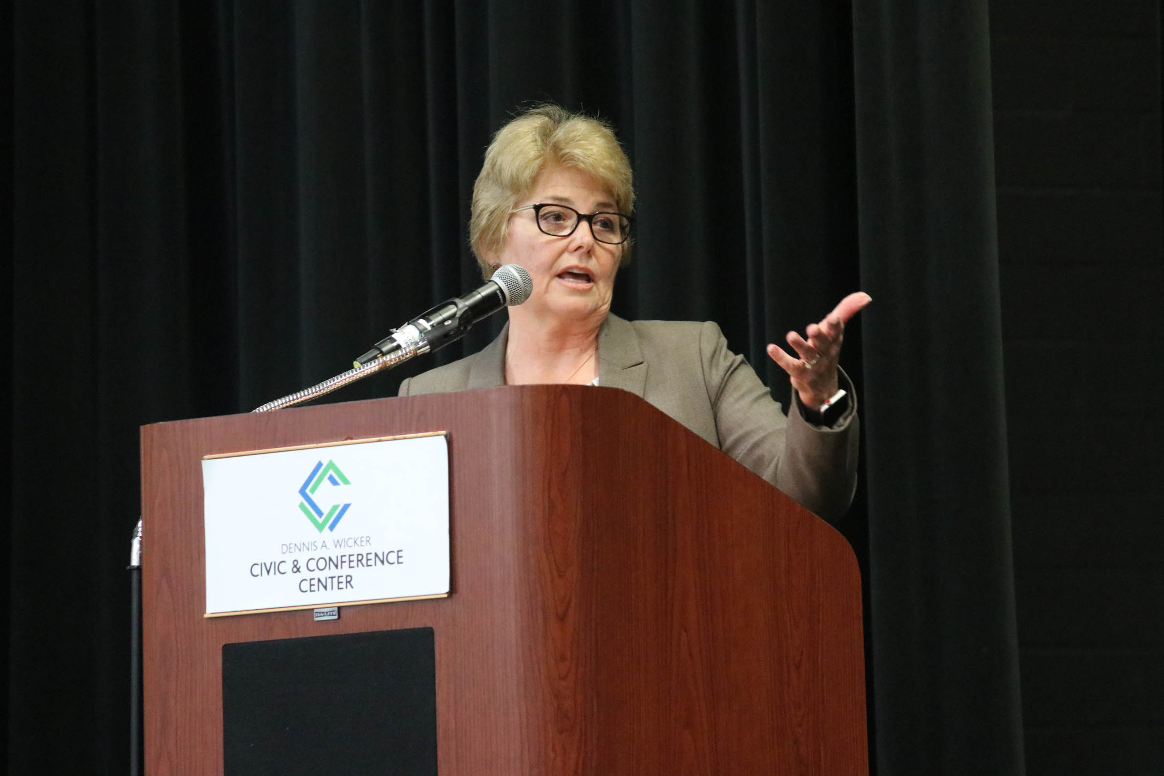 Click to enlarge,  CCCC President Dr. Lisa M. Chapman presented certificates and had closing remarks at the Central Carolina Community College Medical Programs graduation. The event was held Dec. 12 at the Dennis A. Wicker Civic &amp; Conference Center in Sanford.  