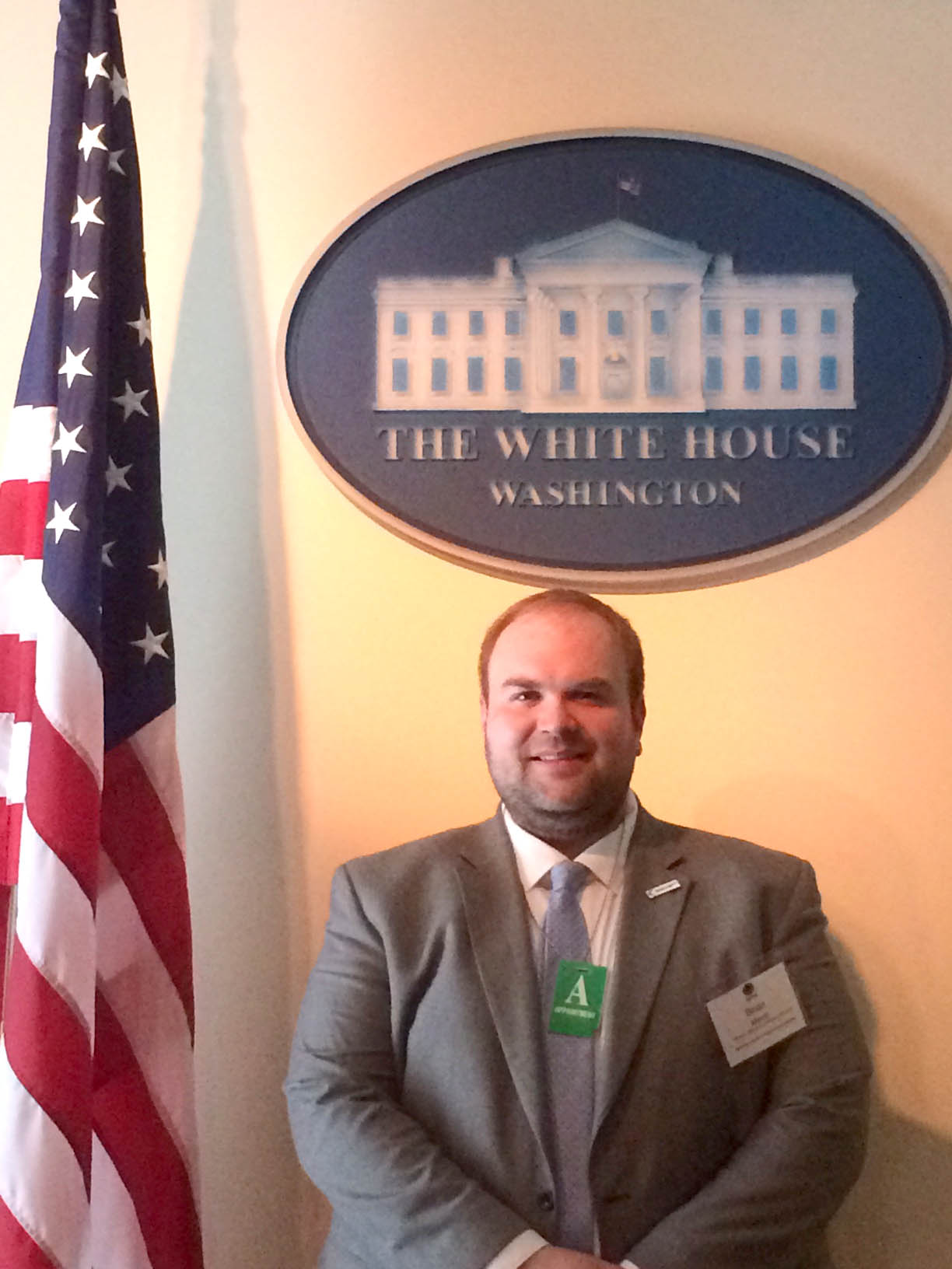 Click to enlarge,  Dr. Brian S. Merritt, Central Carolina Community College's Vice President of Student Learning &amp; Chief Academic Officer, made a presentation in the White House about the plans for the First in the World grant in 2016. 