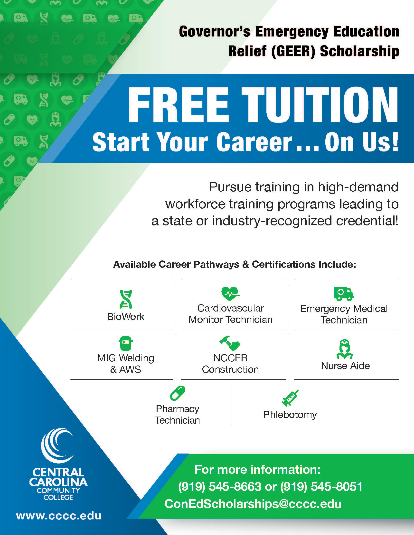 Read the full story, Free tuition for selected workforce training programs at CCCC
