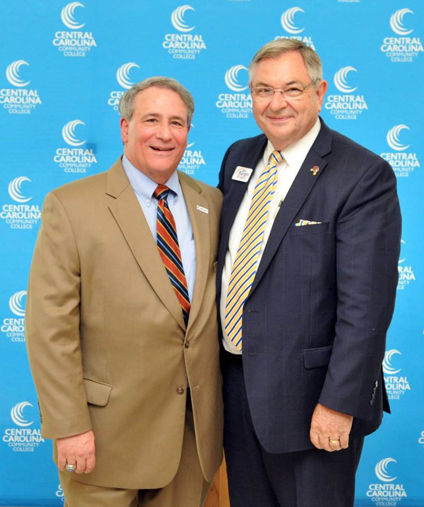 Click to enlarge,  Julian Philpott (left) and Jim Burgin (right) have been reappointed as Chairman and Vice Chairman, respectively, of the Central Carolina Community College Board of Trustees for 2021-2022. 