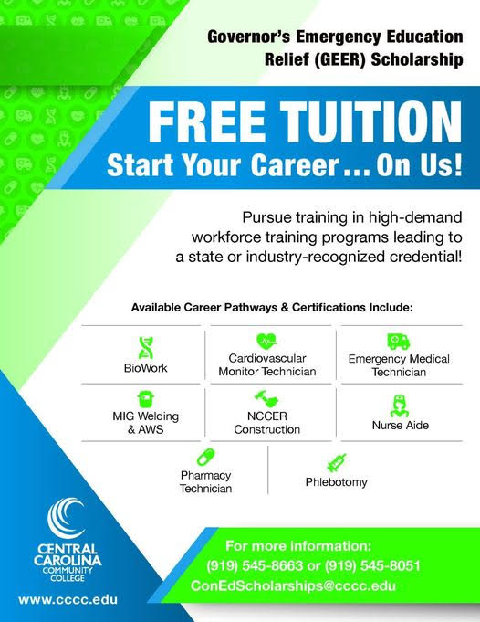 Free tuition for selected workforce training programs at CCCC
