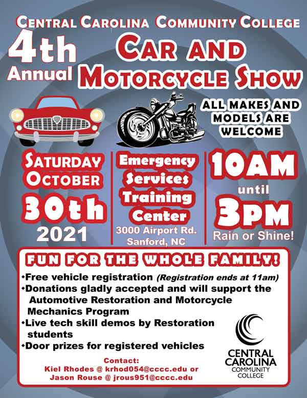 CCCC Car and Motorcycle Show set for Oct. 30