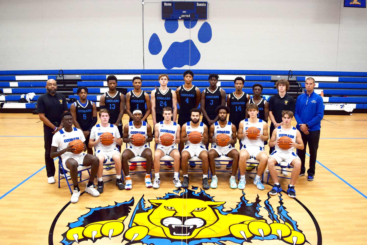 Click to enlarge,  The 2021-2022 Central Carolina Community College men's basketball team. 