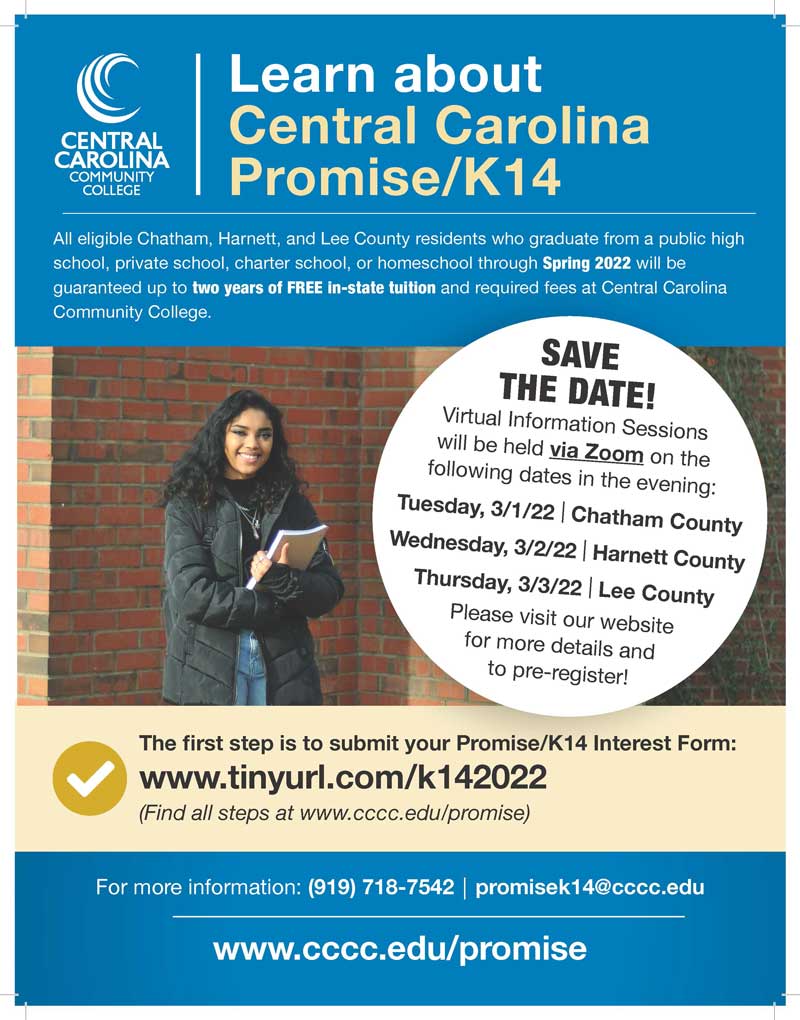 Read the full story, Central Carolina Promise/K14 program to hold virtual information sessions
