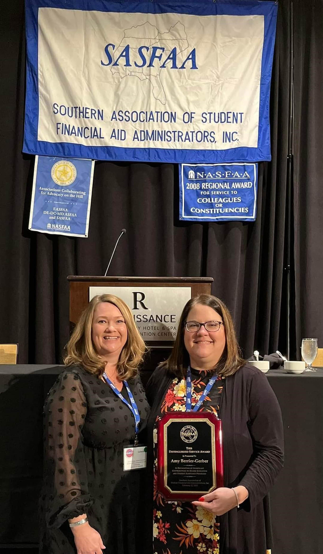 CCCC's Amy Berrier-Gerber receives SASFAA Distinguished Service Award