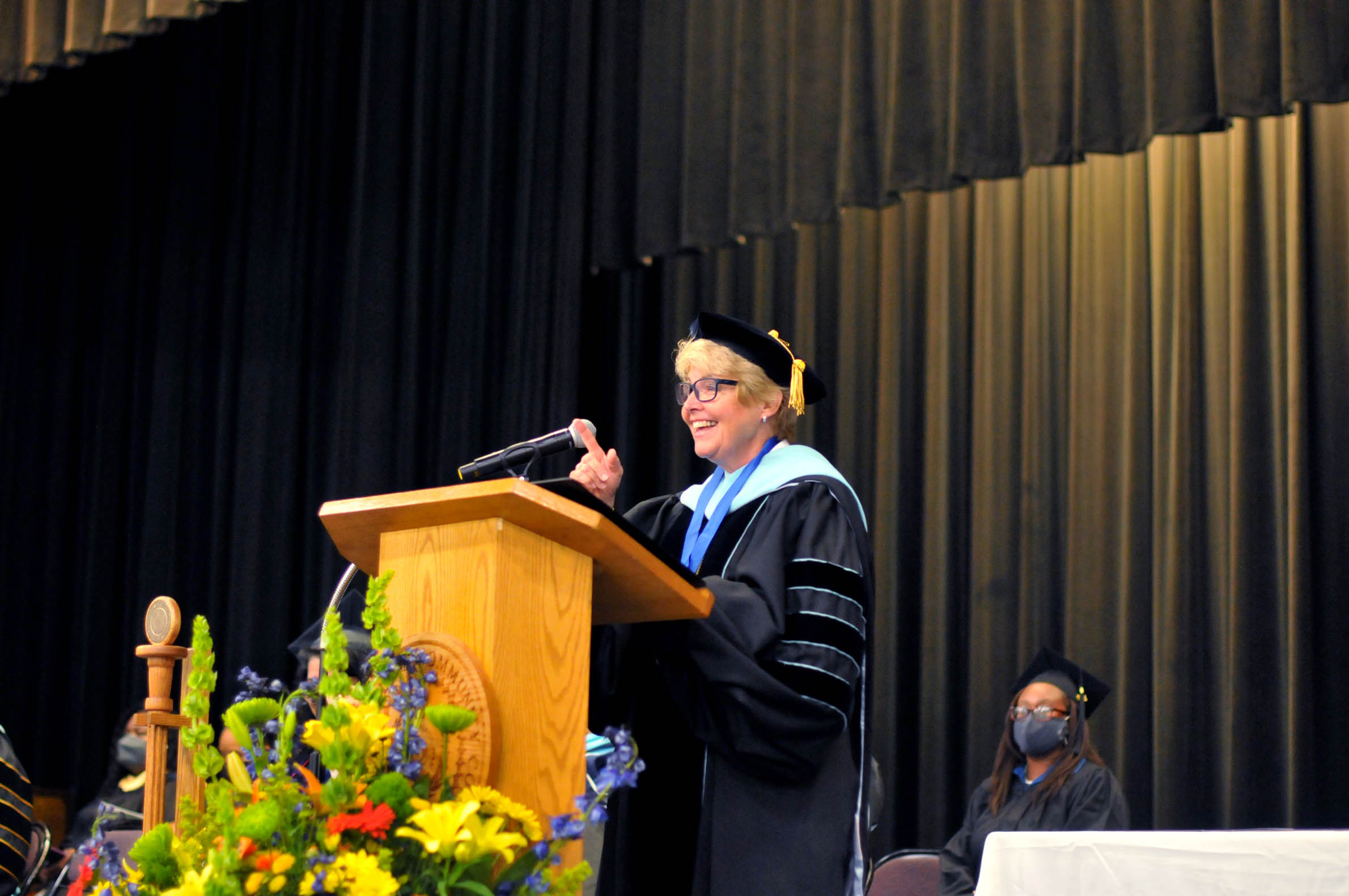 Click to enlarge,  Central Carolina Community College President Dr. Lisa M. Chapman told graduates at the CCCC College and Career Readiness Commencement Exercises: 'I am so proud of you and so honored to serve as your president -- enjoy this accomplishment and then come on back for more. There is no limit to what you can do and just know we are here to help you go as far as you want to go.' 
