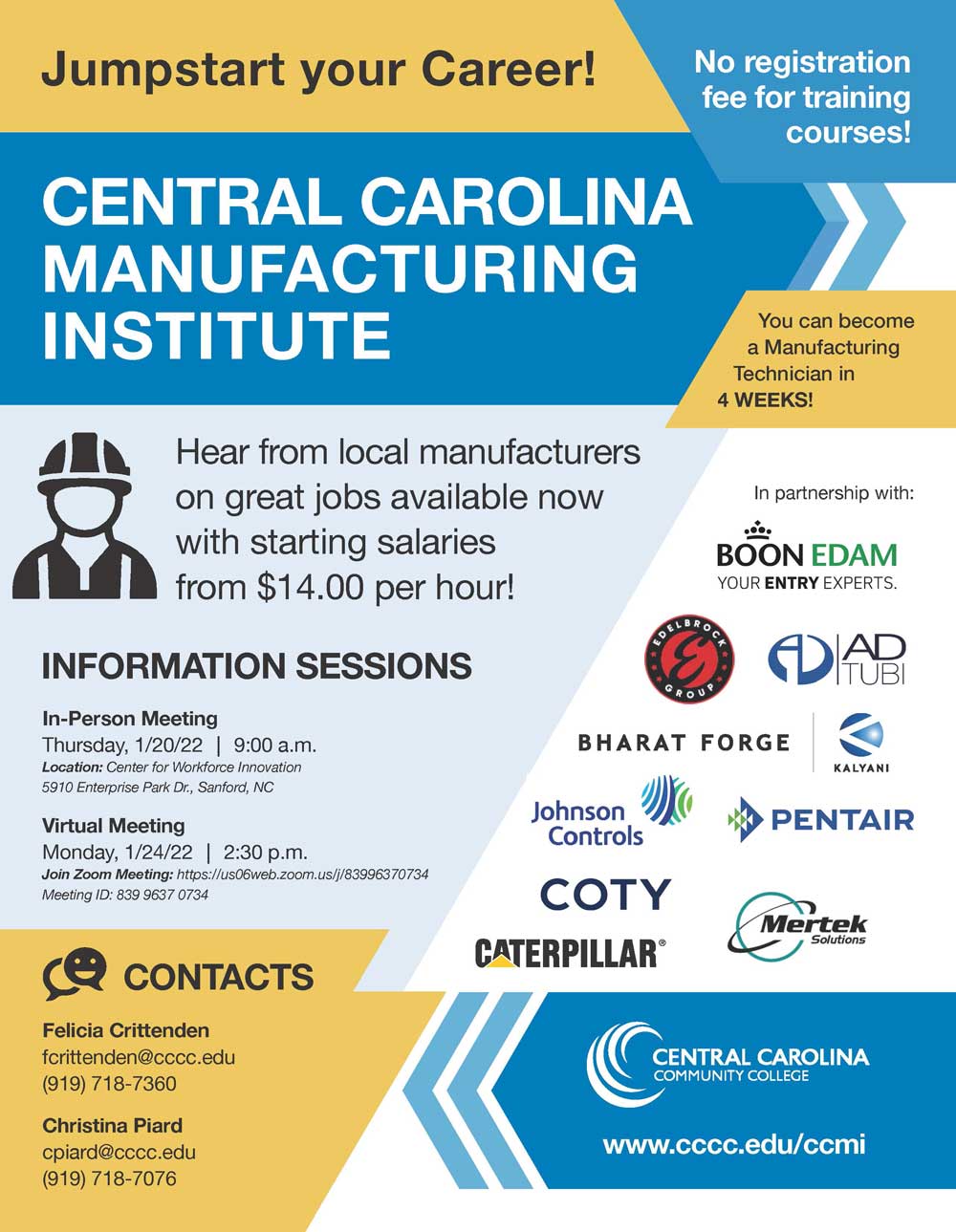 Central Carolina Manufacturing Institute to hold informational sessions