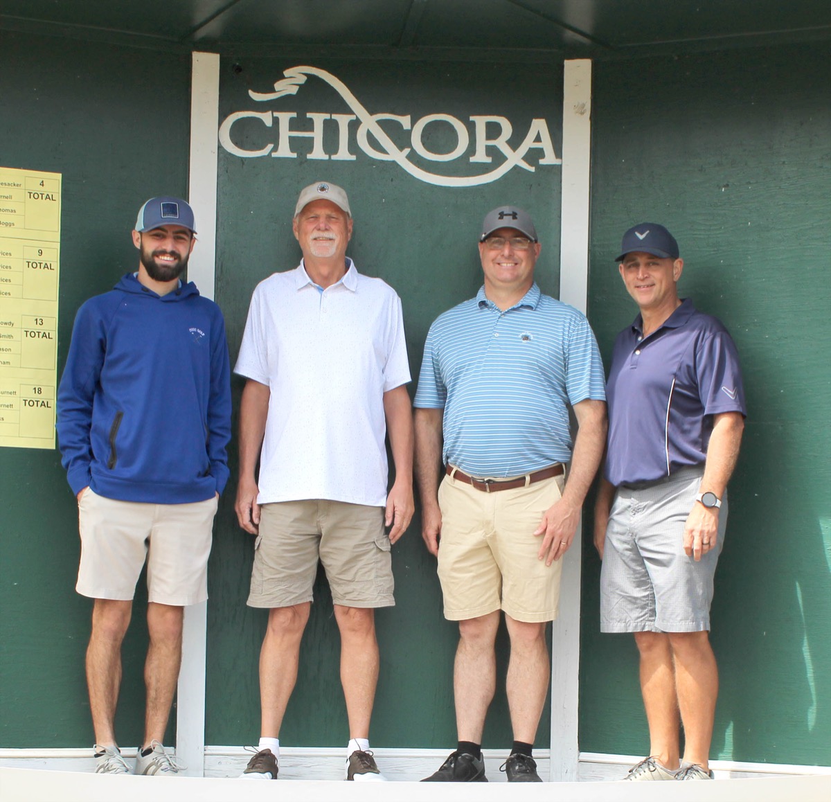 Click to enlarge,  The team of David McBurnett, Cole McBurnett, Keith Meeks, and Jeremy Pedley -- sponsored by EPIC Manufacturing Solutions - finished first in the second flight in the 10th Central Carolina Community College Foundation Harnett Golf Classic March 23 at Chicora Golf Club. 