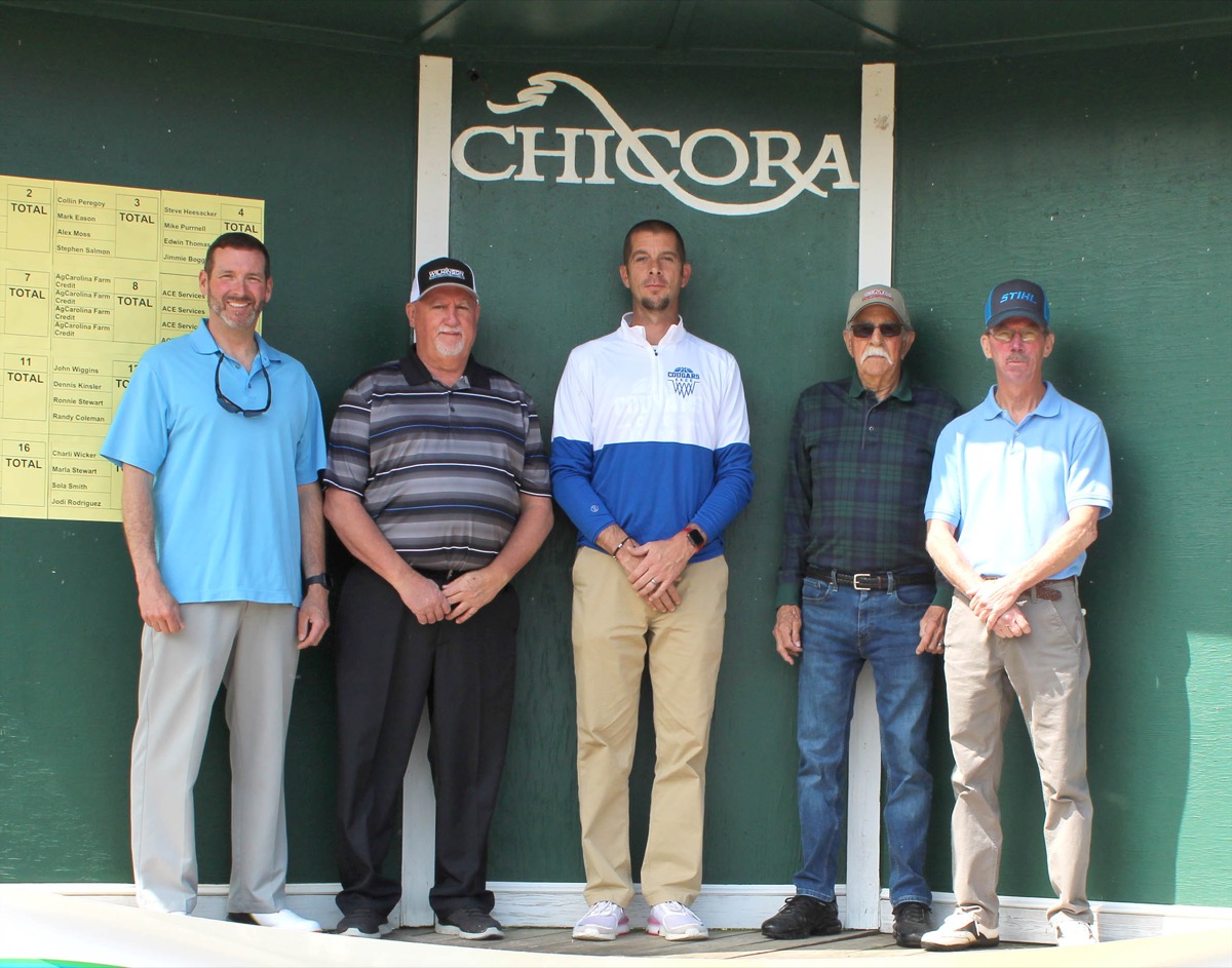 Click to enlarge,  The team of Stan Taylor, Joel Oldham, Daniel McNeill, and Brad McDougald -- sponsored by Dr. T.E. "Bud" Marchant - finished third in the second flight in the 10th Central Carolina Community College Foundation Harnett Golf Classic March 23 at Chicora Golf Club. 