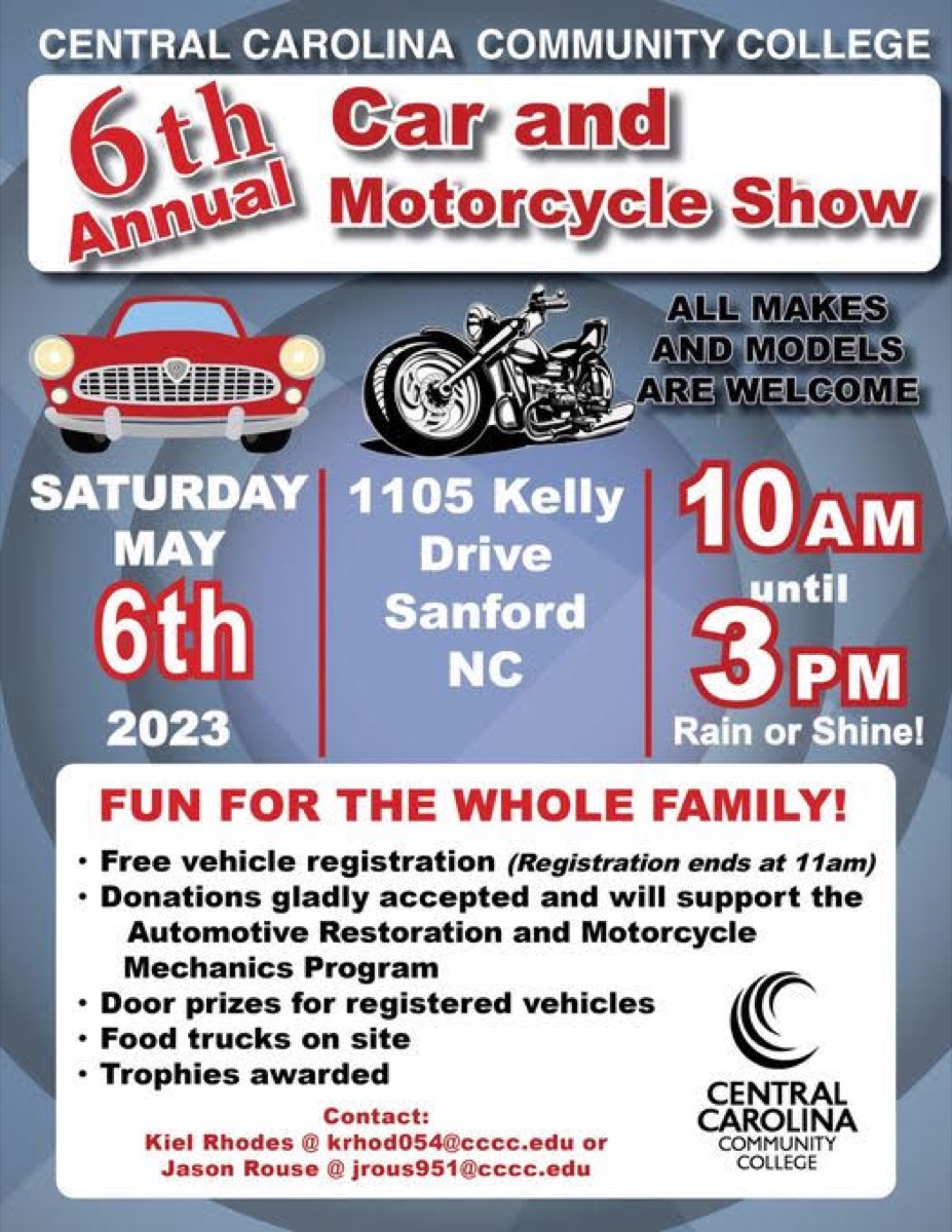 CCCC Car and Motorcycle Show set for May 6