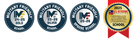 Military Friendly School (2024-2025 Gold, 2025-2026 Silver, and 2025-2026 Spouse), Top Veteran Friendly School by US Veteran Magazine