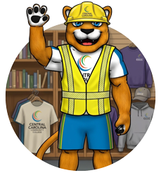 Charlee in bookstore construction site